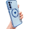 thumbnail image 1 of Magnetic Case for Samsung Galaxy S21 FE 6.4" [ Compatible with MagSafe ] Cute Heart Case for Women Girls Luxury Plating Soft Bumper Full Camera Lens Protection S21 FE Cover (Sierra Blue), 1 of 6