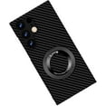 thumbnail image 1 of Magnetic Case for Samsung Galaxy S21 FE Case with Kickstand & Ring Holder, [Compatible with MagSafe] Carbon Fiber Slim Ultra Aramid Fiber Anti-Scratch Shockproof Case, Black, 1 of 7