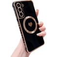 thumbnail image 1 of Magnetic Case for Samsung Galaxy S21 Plus + 6.7 ‘’ [ Compatible with MagSafe ] Cute Heart Luxury Plating Soft Bumper Case with Full Camera Lens Protection for Women Girls (Black), 1 of 11