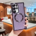 thumbnail image 1 of Magnetic Case for Samsung Galaxy S22 Plus Clear Glitter Case, [Compatible with MagSafe Wireless Charging] Non-Yellowing Sparkle Shining Case for Women Girls, Rugged Shockproof Phone Case,Darkpurple, 1 of 8