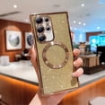 thumbnail image 1 of Magnetic Case for Samsung Galaxy S22 Plus Clear Glitter Case, [Compatible with MagSafe Wireless Charging] Non-Yellowing Sparkle Shining Case for Women Girls, Rugged Shockproof Phone Case,Gold, 1 of 7