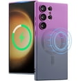 thumbnail image 1 of Magnetic Case for Samsung Galaxy S22 Ultra 5G, Luxury Gradient Neon Color Case Compatible with MagSafe Charger Cover with Camera Lens Protector Pretty Phone Case for Women and Girl -Purple Grey, 1 of 14