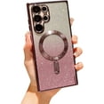 thumbnail image 1 of Magnetic Case for Samsung Galaxy S22 Ultra 5g Luxury Plating Bling Gradient Glitter Cover Compatible with MagSafe Soft Clear Shockproof Protective Case with Camera Lens Protector (Purple), 1 of 9
