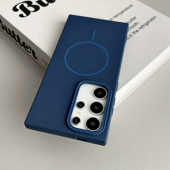 Magnetic Case for Samsung Galaxy S22 Ultra - Compatible with Mag-Safe, Anti-Scratch Soft Microfiber Lining Slim Case Skin-Feel Protective Shockproof Cover for Samsung Galaxy S22 Ultra, Darkblue