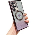 thumbnail image 1 of Magnetic Case for Samsung Galaxy S22 Ultra Luxury Plating Bling Gradient Glitter Cute Heart Cover Compatible with MagSafe Soft Clear Shockproof Protective Case for S22 Ultra 5g 6.8" (Purple), 1 of 10