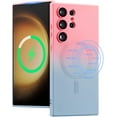 thumbnail image 1 of Magnetic Case for Samsung Galaxy S23 Plus 5G, Luxury Gradient Neon Color Case Compatible with MagSafe Charger Cover with Camera Lens Protector Pretty Phone Case for Women and Girl - Pink Blue, 1 of 14