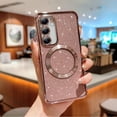 thumbnail image 1 of Magnetic Case for Samsung Galaxy S23 Plus, [Compatible with MagSafe] Non-Yellowing Glitter Shining Paper Clear Case for Women Girls, Rugged Shockproof Protection Phone Cover, Pink, 1 of 8