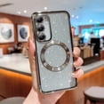 thumbnail image 1 of Magnetic Case for Samsung Galaxy S23 Plus, [Compatible with MagSafe] Non-Yellowing Glitter Shining Paper Clear Case for Women Girls, Rugged Shockproof Protection Phone Cover, Silver, 1 of 9