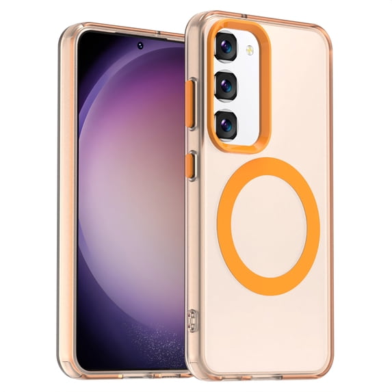 Magnetic Case for Samsung Galaxy S23 Plus, Slim Fit Anti-Scratch Compatible with Magsafe Not-Yellowing Shockproof Anti-Scratch Bumper Rugged Protective Phone Case for Samsung Galaxy S23 Plus, Orange