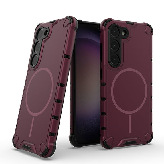 Magnetic Case for Samsung Galaxy S23 [Support Wireless Charging] [Military Grade Drop Protection] Enhanced Corners Shockproof Solid Color Cover for Samsung Galaxy S23 6.1 inch, Plum