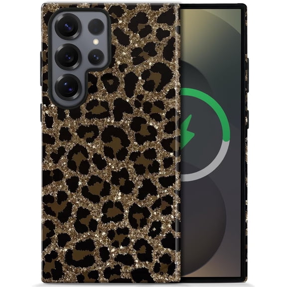 Magnetic Case for Samsung Galaxy S23 Ultra, Cheetah Leopard Print Case [Compatible with Magsafe] Design, Dual Layer Soft TPU Hard PC Bumper Phone Case Case for Men Women