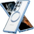 thumbnail image 1 of Magnetic Case for Samsung Galaxy S23 Ultra Clear Case Cover [Compatible with Magsafe & Military Grade Drop Protection] Transparent Shockproof Slim Plated Phone Case - Blue, 1 of 12