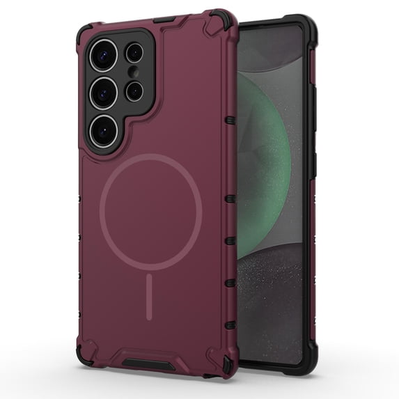 Magnetic Case for Samsung Galaxy S23 Ultra, Compatible with Mag-Safe, Classic Hybrid Magnetic Phone Case, Military Grade Drop Protection, Scratch-Resistant Back Rugged Cover, Plum