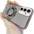 thumbnail image 1 of Magnetic Case for Samsung Galaxy S24 Case Glitter Sparkle with Kickstand Phone Case Slim Shiny Luxury Plating Shockproof Protective Women Girls Cover Case for Samsung Galaxy S24 Sliver YD, 1 of 11