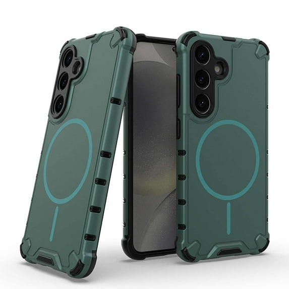 Magnetic Case for Samsung Galaxy S24, Compatible with Mag-Safe, Classic Hybrid Magnetic Phone Case, Military Grade Drop Protection, Scratch-Resistant Back Rugged Cover, Darkgreen