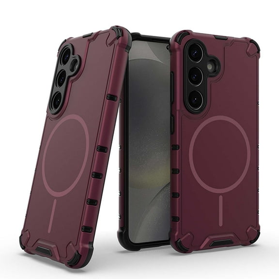Magnetic Case for Samsung Galaxy S24, Compatible with Mag-Safe, Classic Hybrid Magnetic Phone Case, Military Grade Drop Protection, Scratch-Resistant Back Rugged Cover, Plum