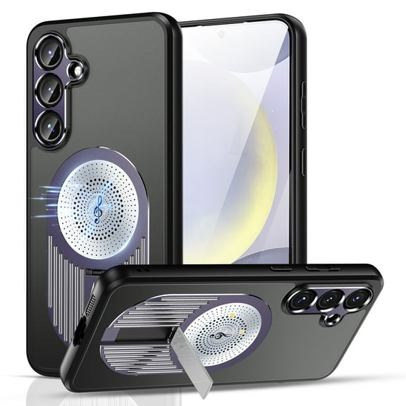 Magnetic Case for Samsung Galaxy S24 FE with Hidden Kickstand, [Mag-Safe Charging] [Military-Grade Drop Protection] Rugged Heat Dissipation Frosted Back Phone Case for Galaxy S24 FE, Purple