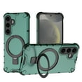 thumbnail image 1 of Magnetic Case for Samsung Galaxy S24 Heavy Duty Rugged Dual-Layer Protection, [Compatible with MagSafe] Ring Holder Kickstand Shockproof Matte Scratch Armor Back Cover, Green, 1 of 10