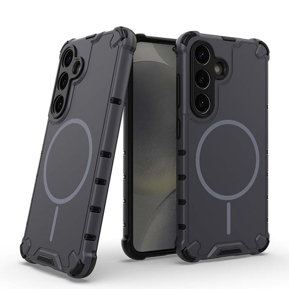 Magnetic Case for Samsung Galaxy S24 Plus, Compatible with Mag-Safe, Classic Hybrid Magnetic Phone Case, Military Grade Drop Protection, Scratch-Resistant Back Rugged Cover, Gray