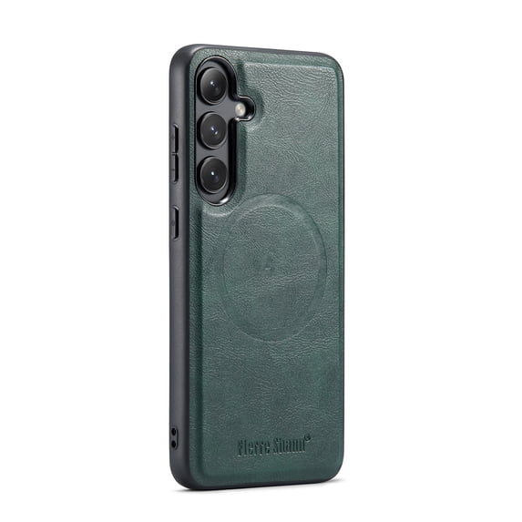 Magnetic Case for Samsung Galaxy S24+ Plus, Compatible with Magsafe & Car Mount Premium PU Leather Slim Fit Bumper Rugged Shockproof Protective Phone Case for Women Men, Green