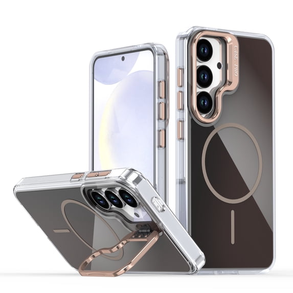 Magnetic Case for Samsung Galaxy S24 Plus, Luxury Camera Cover Bracket Anti-Yellowing Anti-Scratch Lightweight Ultra Slim Colorful Elegant Drop Protective Wireless Charging Phone Cover, Orange