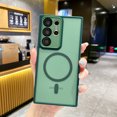 thumbnail image 1 of Magnetic Case for Samsung Galaxy S24 Ultra with Camera Lens Protector Film, [Military Grade Drop Protection] Compatible with Mag-Safe Translucent Hard PC Slim Tough Phone Case, Darkgreen, 1 of 7