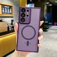 thumbnail image 1 of Magnetic Case for Samsung Galaxy S24 Ultra with Camera Lens Protector Film, [Military Grade Drop Protection] Compatible with Mag-Safe Translucent Hard PC Slim Tough Phone Case, Darkpurple, 1 of 7