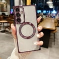 thumbnail image 1 of Magnetic Case for Samsung Galaxy S24 Ultra, Camera Lens Protector Not Yellowing Support Wireless Chagring Slim Fit Shockproof Protective Clear Back Cover for Samsung Galaxy S24 Ultra, Deep Purple, 1 of 7
