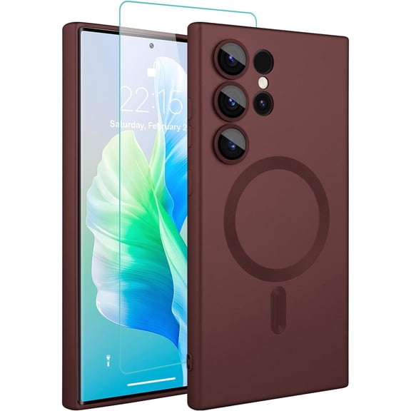 Magnetic Case for Samsung Galaxy S24 Ultra Case [Compatible with Magsafe]Slim Shockproof Soft TPU Anti Scratch Case for Galaxy S24 Ultra 6.8 Inch 2024, Wine Red