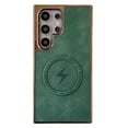 thumbnail image 1 of Magnetic Case for Samsung Galaxy S24 Ultra Case PU Leather Thin Slim Case Soft Bumper Anti-Fingerprint Shockproof Protective Phone Cover Compatible with Magsafe, Plain Anti-Scratch Retro Style,Green, 1 of 11