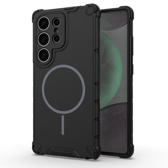Magnetic Case for Samsung Galaxy S24 Ultra, Compatible with Mag-Safe, Classic Hybrid Magnetic Phone Case, Military Grade Drop Protection, Scratch-Resistant Back Rugged Cover, Black