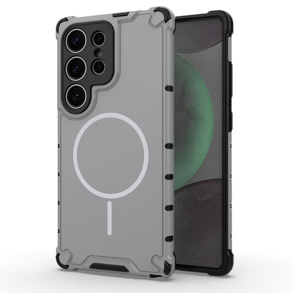 Magnetic Case for Samsung Galaxy S24 Ultra, Compatible with Mag-Safe, Classic Hybrid Magnetic Phone Case, Military Grade Drop Protection, Scratch-Resistant Back Rugged Cover, Lightgray