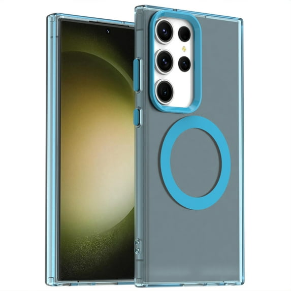 Magnetic Case for Samsung Galaxy S24 Ultra, Slim Fit Anti-Scratch Compatible with Magsafe Not-Yellowing Shockproof Anti-Scratch Bumper Rugged Protective Phone Case for Samsung Galaxy S24 Ultra, Blue