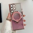 thumbnail image 1 of Magnetic Case for Samsung Galaxy S24 Ultra, Sparkle Bling Rotated Ring Holder Stand Phone Case, Compatible with MagSafe & Car Mount, TPU Shockproof Non-Slip Cover for Galaxy S24 Ultra, Pink, 1 of 8