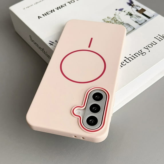 Magnetic Case for Samsung Galaxy S25 - Compatible with Mag-Safe, Anti-Scratch Soft Microfiber Lining Slim Case Skin-Feel Protective Shockproof Cover for Samsung Galaxy S25, Pink