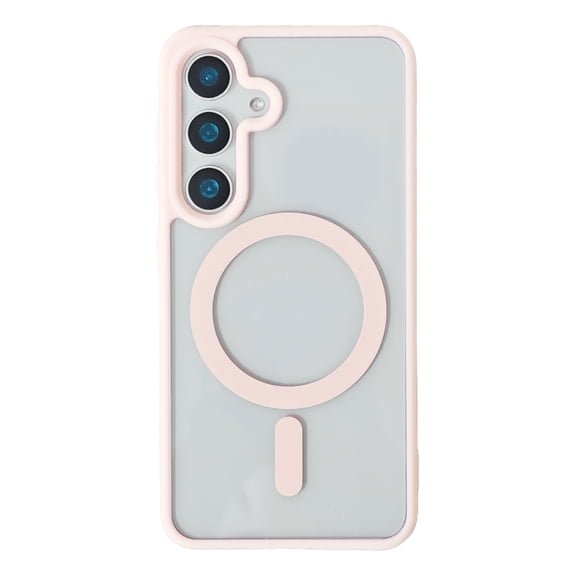 Magnetic Case for Samsung Galaxy S25 Compatible with MagSafe Wireless Charging, [Slim & Lightweight] Shockproof TPU Bumper Clear Matte Rugged Acrylic Back Case for Women Men, Pink