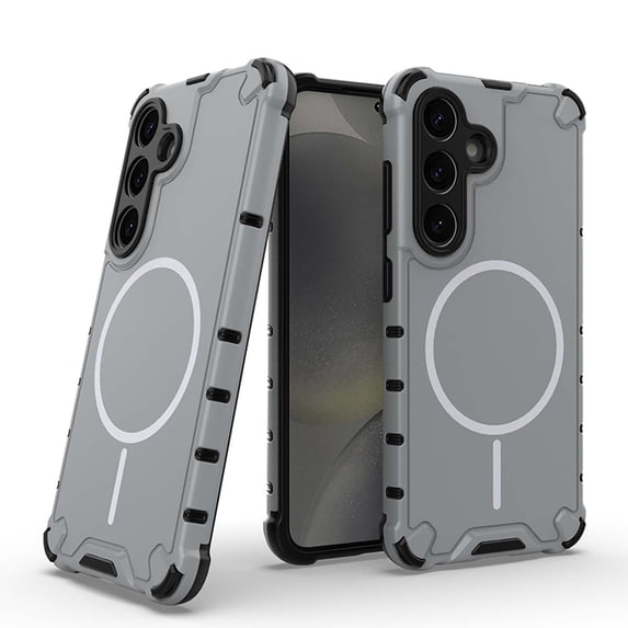 Magnetic Case for Samsung Galaxy S25 Plus, Compatible with Mag-Safe, Classic Hybrid Magnetic Phone Case, Military Grade Drop Protection, Scratch-Resistant Back Rugged Cover, Lightgray