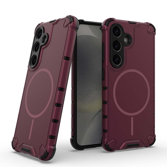 Magnetic Case for Samsung Galaxy S25 Plus, Compatible with Mag-Safe, Classic Hybrid Magnetic Phone Case, Military Grade Drop Protection, Scratch-Resistant Back Rugged Cover, Plum
