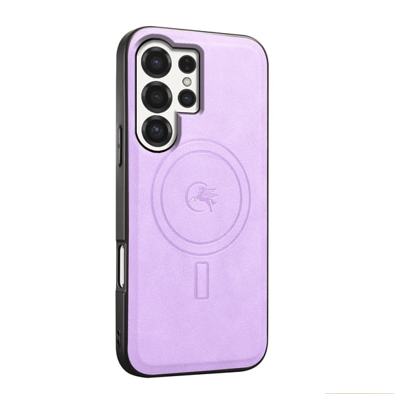 Magnetic Case for Samsung Galaxy S25 Ultra Business Classic PU Leather Slim Soft Bumper Anti-Fingerprint Shockproof Protective Compatible with Magsafe Phone Cover For Samsung Galaxy S25 Ultra,Purple