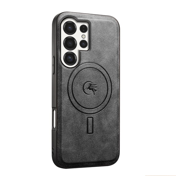 Magnetic Case for Samsung Galaxy S25 Ultra Business Classic PU Leather Slim Soft Bumper Anti-Fingerprint Shockproof Protective Compatible with Magsafe Phone Cover For Samsung Galaxy S25 Ultra,Black