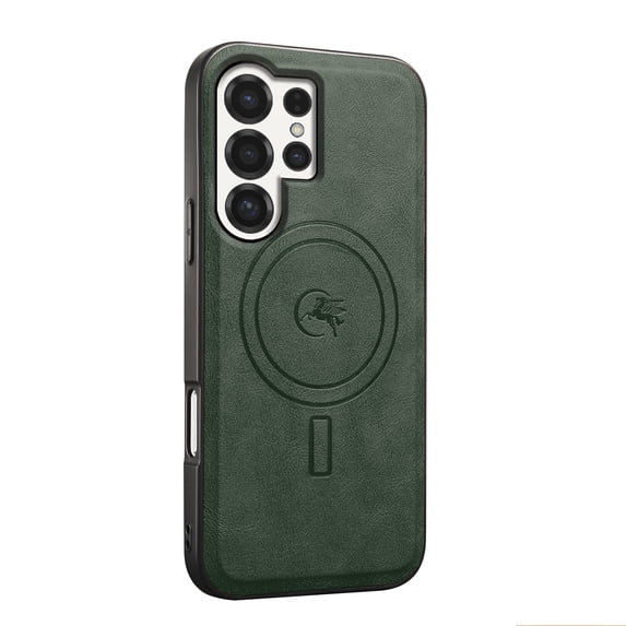 Magnetic Case for Samsung Galaxy S25 Ultra Business Classic PU Leather Slim Soft Bumper Anti-Fingerprint Shockproof Protective Compatible with Magsafe Phone Cover For Samsung Galaxy S25 Ultra,Green