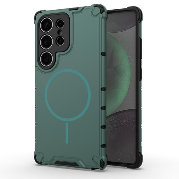 Magnetic Case for Samsung Galaxy S25 Ultra, Compatible with Mag-Safe, Classic Hybrid Magnetic Phone Case, Military Grade Drop Protection, Scratch-Resistant Back Rugged Cover, Darkgreen