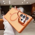 thumbnail image 1 of Magnetic Case for Samsung Galaxy S25 Ultra, Compatible with Magsafe Camera Kickstand Matte Translucent Hybrid Rugged Shockproof Back Cover for Samsung Galaxy S25 Ultra, Orange, 1 of 6