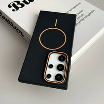 Magnetic Case for Samsung Galaxy S25 Ultra Phone Case Wireless Charging, Silicone Slim Shockproof Microfiber Lining Anti-Scratch Phone Cover for Samsung Galaxy S25 Ultra, Blackorange