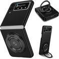 thumbnail image 1 of Magnetic Case for Samsung Galaxy Z Flip 3 Case with Kickstand & Ring Holder, [Compatible with MagSafe Charging] Slim Ultra PC Back Scratch-Resistant Military Grade Shockproof Case,Black, 1 of 14