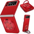 thumbnail image 1 of Magnetic Case for Samsung Galaxy Z Flip 3 Case with Kickstand & Ring Holder, [Compatible with MagSafe Charging] Slim Ultra PC Back Scratch-Resistant Military Grade Shockproof Case, Red, 1 of 14