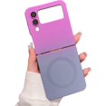 thumbnail image 1 of Magnetic Case for Samsung Galaxy Z Flip 4 Case [Compatible with MagSafe] Camera Protector & Luxury Gradient Ultra Slim Soft Silicone Shockproof Case for Women Men, Purple&Grey, 1 of 8