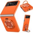 thumbnail image 1 of Magnetic Case for Samsung Galaxy Z Flip 4 Case with Kickstand & Ring Holder, [Compatible with MagSafe Charging] Slim Ultra PC Back Scratch-Resistant Military Grade Shockproof Case, Orange, 1 of 14