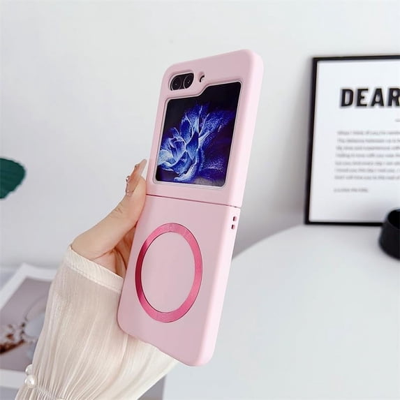 Magnetic Case for Samsung Galaxy Z Flip 5 4 3 5G Compatible with Magsafe, Shockproof Women Men Slim Hard Phone Case for Samsung Z Flip 3 4 5 Cover (Pink,Z Flip3)