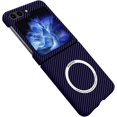thumbnail image 1 of Magnetic Case for Samsung Galaxy Z Flip 5 Case Compatible with MagSafe Carbon Fiber Slim Ultra Aramid Fiber Anti-Scratch MIL-Grade Protection Shockproof Case, Purple, 1 of 8